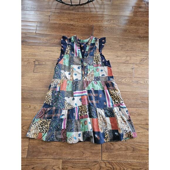 Anthropologie Pilcro Patchwork Tiger Midi Dress Women's Size M Boho - Picture 10 of 10
